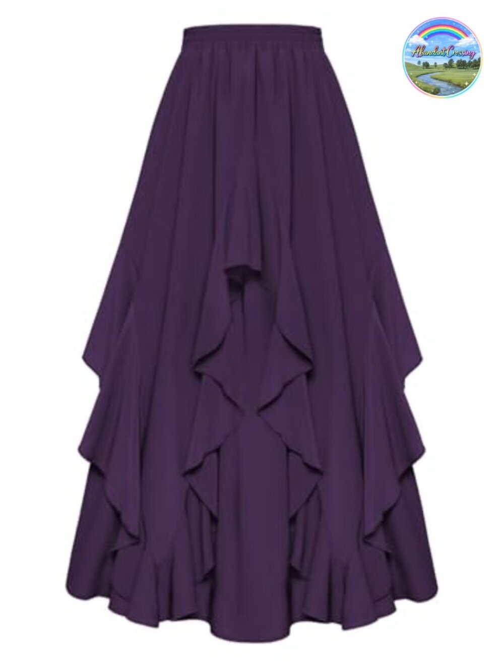 Women Ruffled Flowy A-Line Maxi Skirt with Pockets Ren Faire